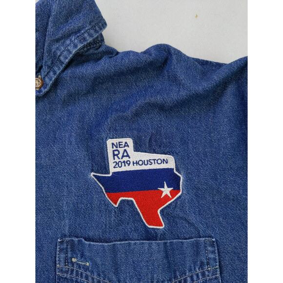 Mens Harriton NEA RA 2019 Houston Button Down Denim Shirt Size 2XL XXL Blue - Picture 7 of 10